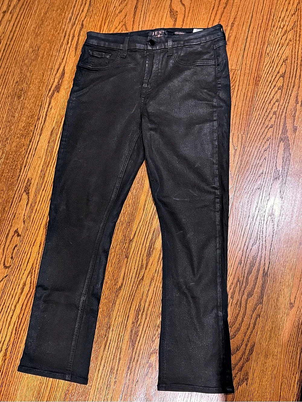 JEN7 Ankle Skinny Coated Skinny Jeans in Black